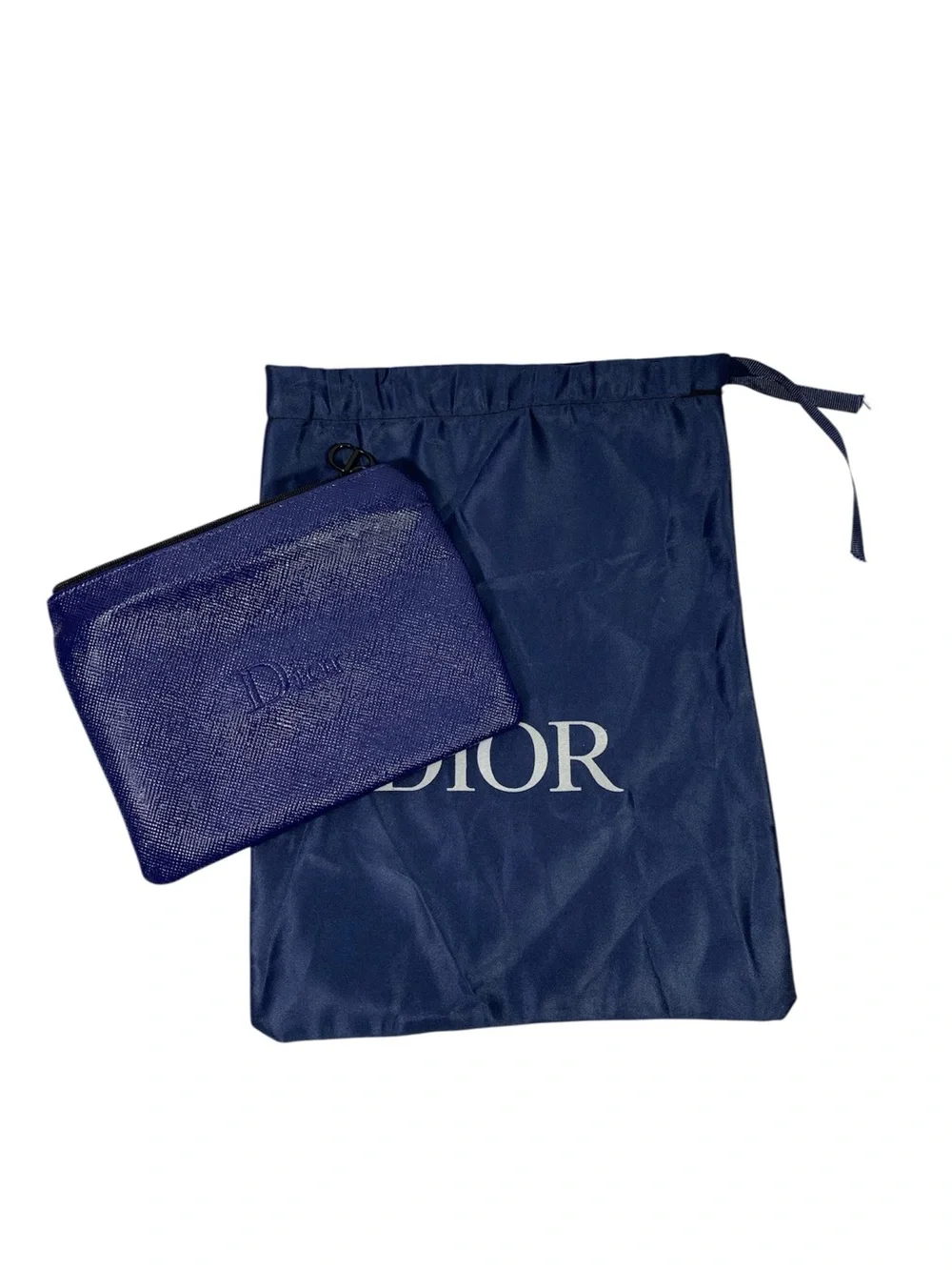Dior Cosmetic Beauty Pouch VIP Leatherette Novelty GWP Deep Blue Embossed Logo
